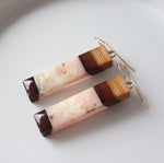 Load image into Gallery viewer, Dangle Earrings. Cherry Bark with Pink Resin (Medium 45mm)
