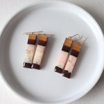 Load image into Gallery viewer, Dangle Earrings. Cherry Bark with Pink Resin (Medium 45mm)
