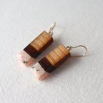 Load image into Gallery viewer, Dangle Earrings. Cherry Bark with Pink Resin (Short 30mm)
