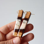 Load image into Gallery viewer, Dangle Earrings. Cherry Bark with Pink Resin (Long 60mm)
