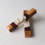 Load image into Gallery viewer, Dangle Earrings. Cherry Bark with Pink Resin (Long 60mm)
