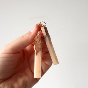 Dangle Earrings. Mallee Burl and Pink Resin