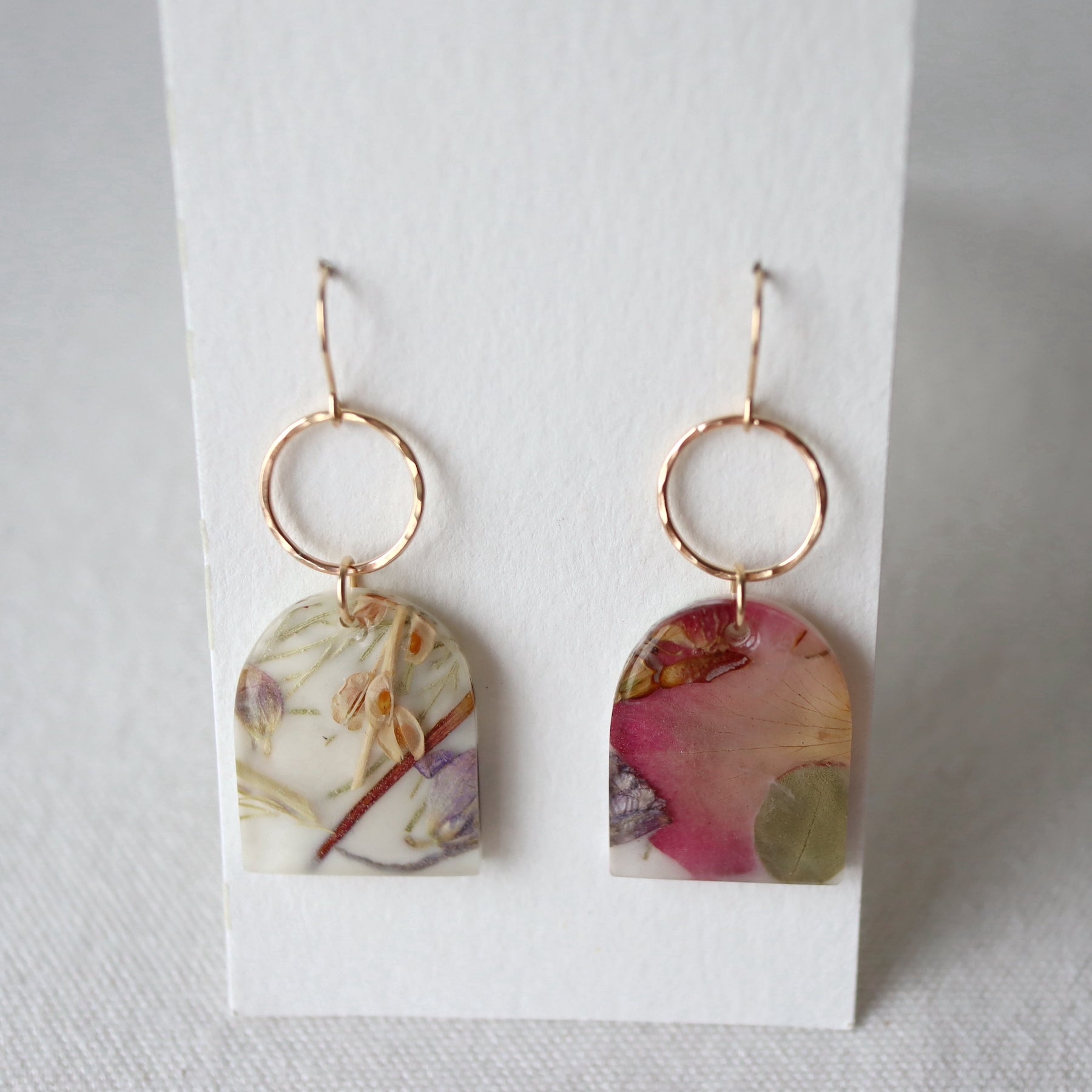 Floral Drop Earrings on Gold-filled Hooks