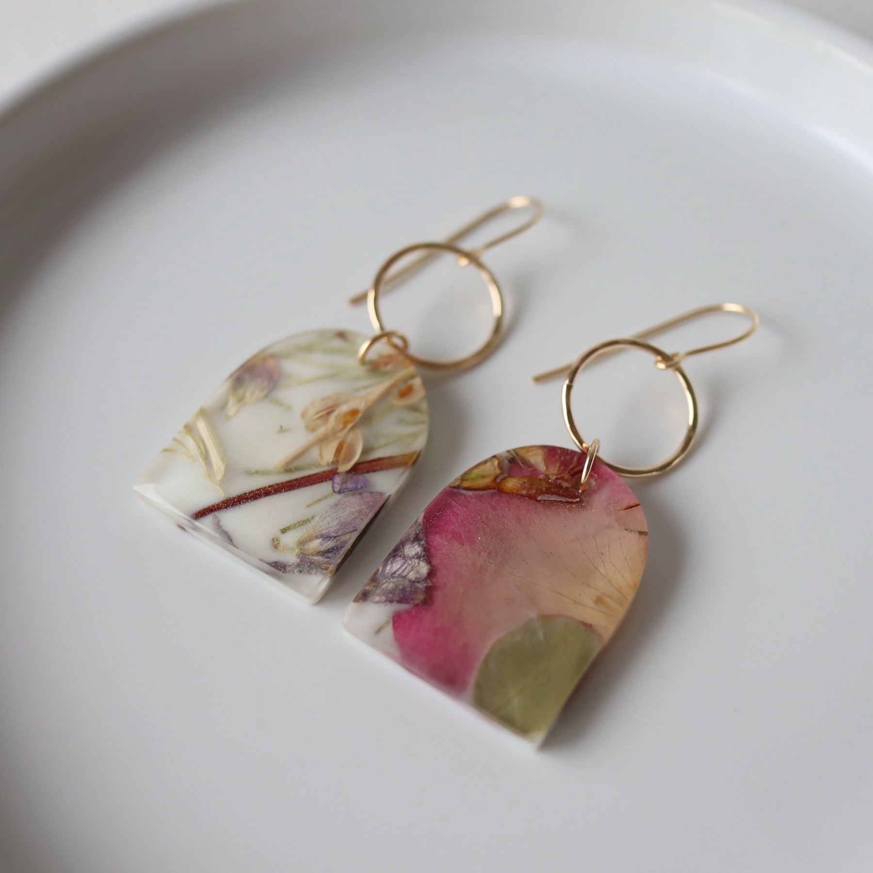 Floral Drop Earrings on Gold-filled Hooks