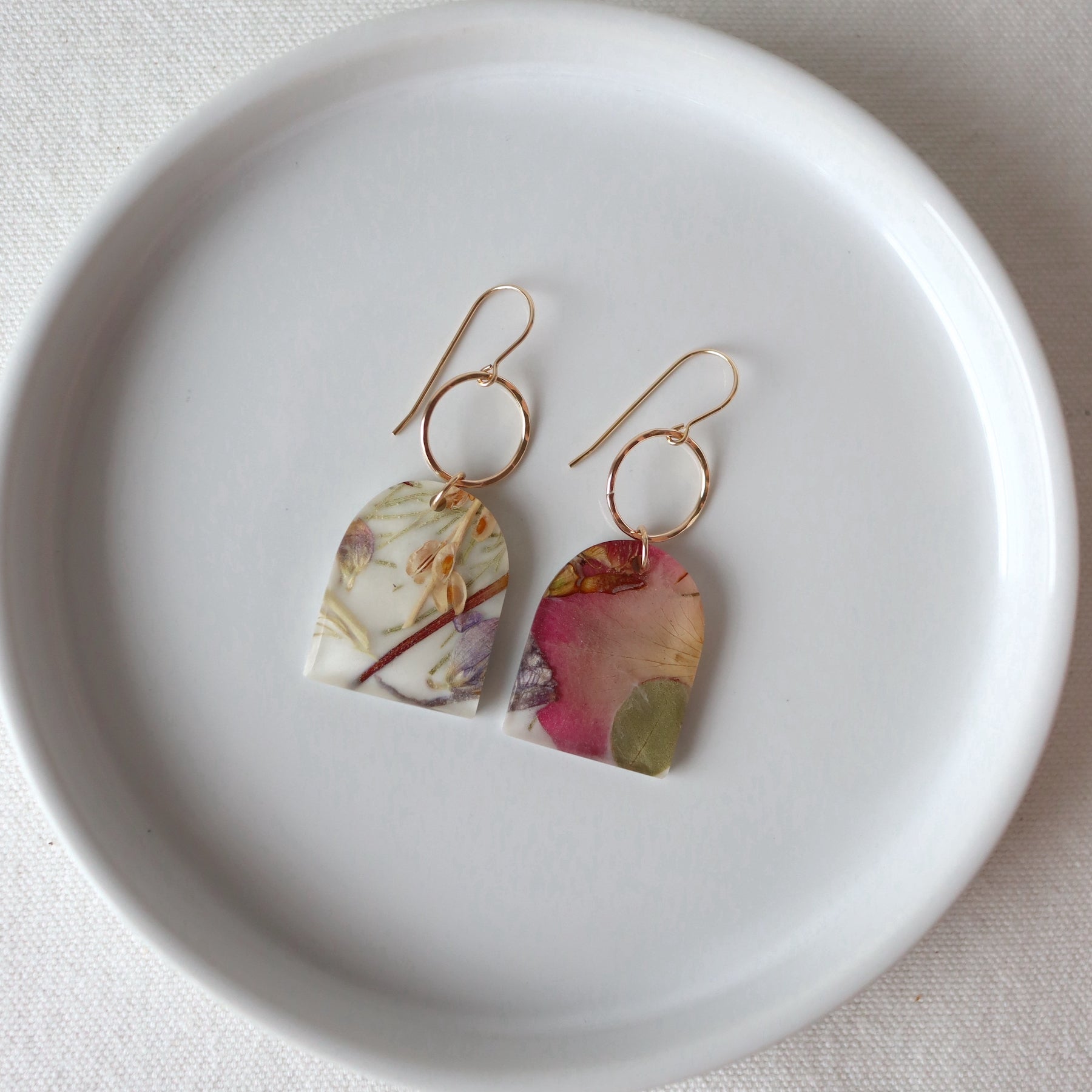 Floral Drop Earrings on Gold-filled Hooks