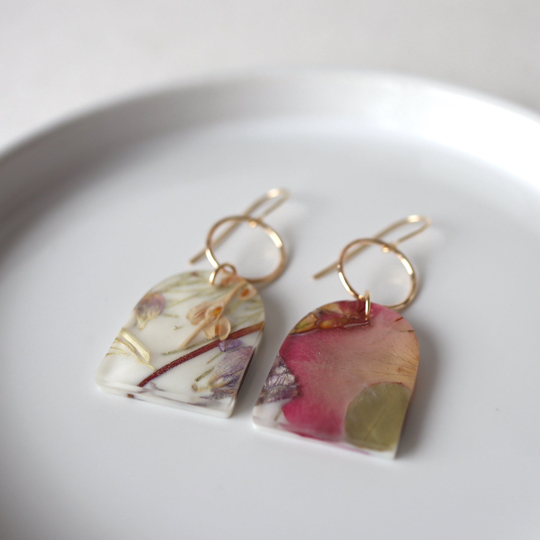 Floral Drop Earrings on Gold-filled Hooks