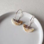 Load image into Gallery viewer, Handmade earrings by Wild Blue Yonder - floral drop sterling silver hoops
