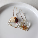 Load image into Gallery viewer, Florals 2023 Hoop Earrings with Rose Petals and Birch Bark (33mm)
