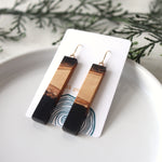 Load image into Gallery viewer, Dangle Earrings. Olive Wood and Black Resin
