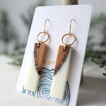 Load image into Gallery viewer, Dangle Earrings. Olive Wood and White Resin
