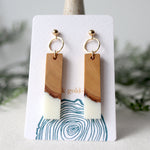 Load image into Gallery viewer, Dangle Earrings. Olive Wood and White Resin
