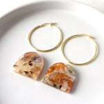 Load image into Gallery viewer, 33mm Floral Hoop Earrings on Gold with Mixed Florals (33mm)
