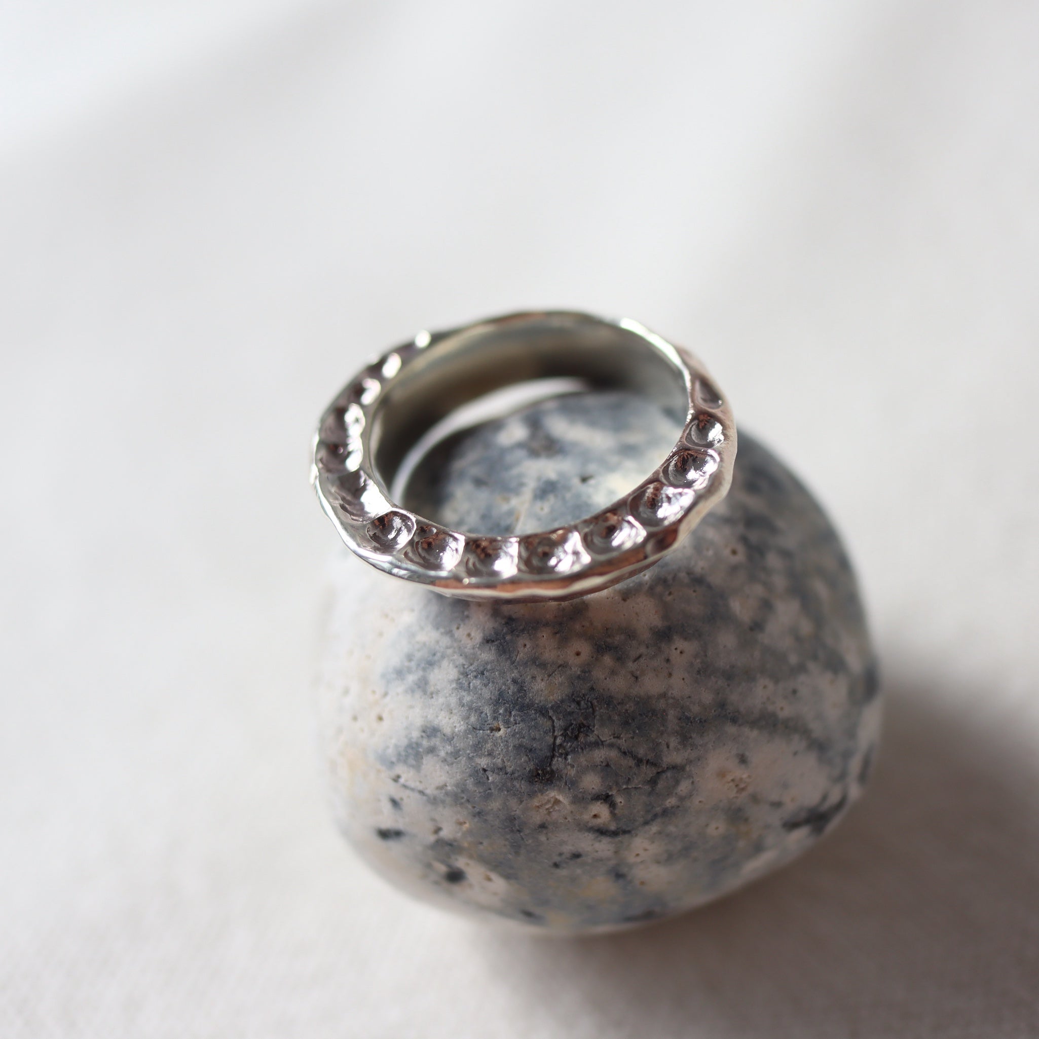 Translations. Textured Sterling Silver Ring D (size 8)