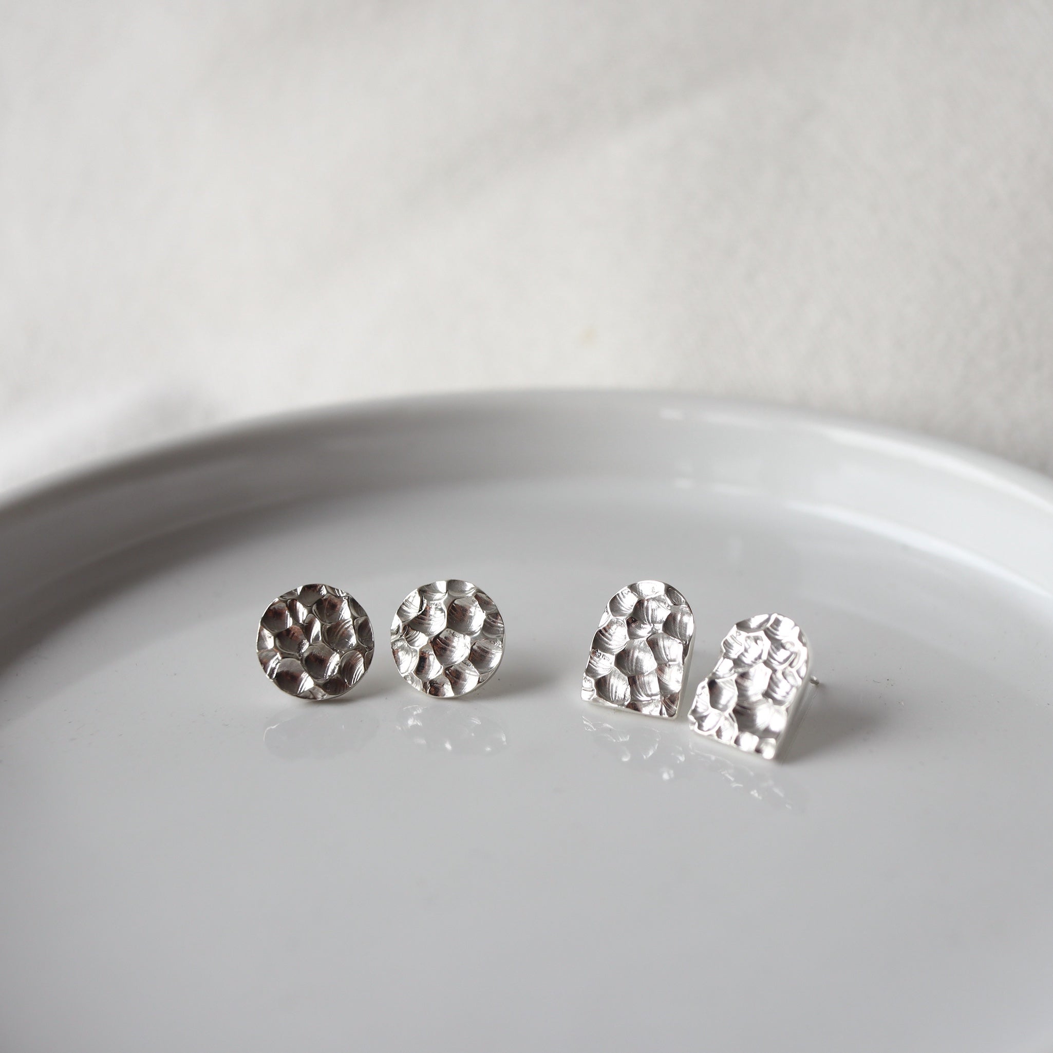 Translations. Textured Sterling Silver Studs (round and arch)