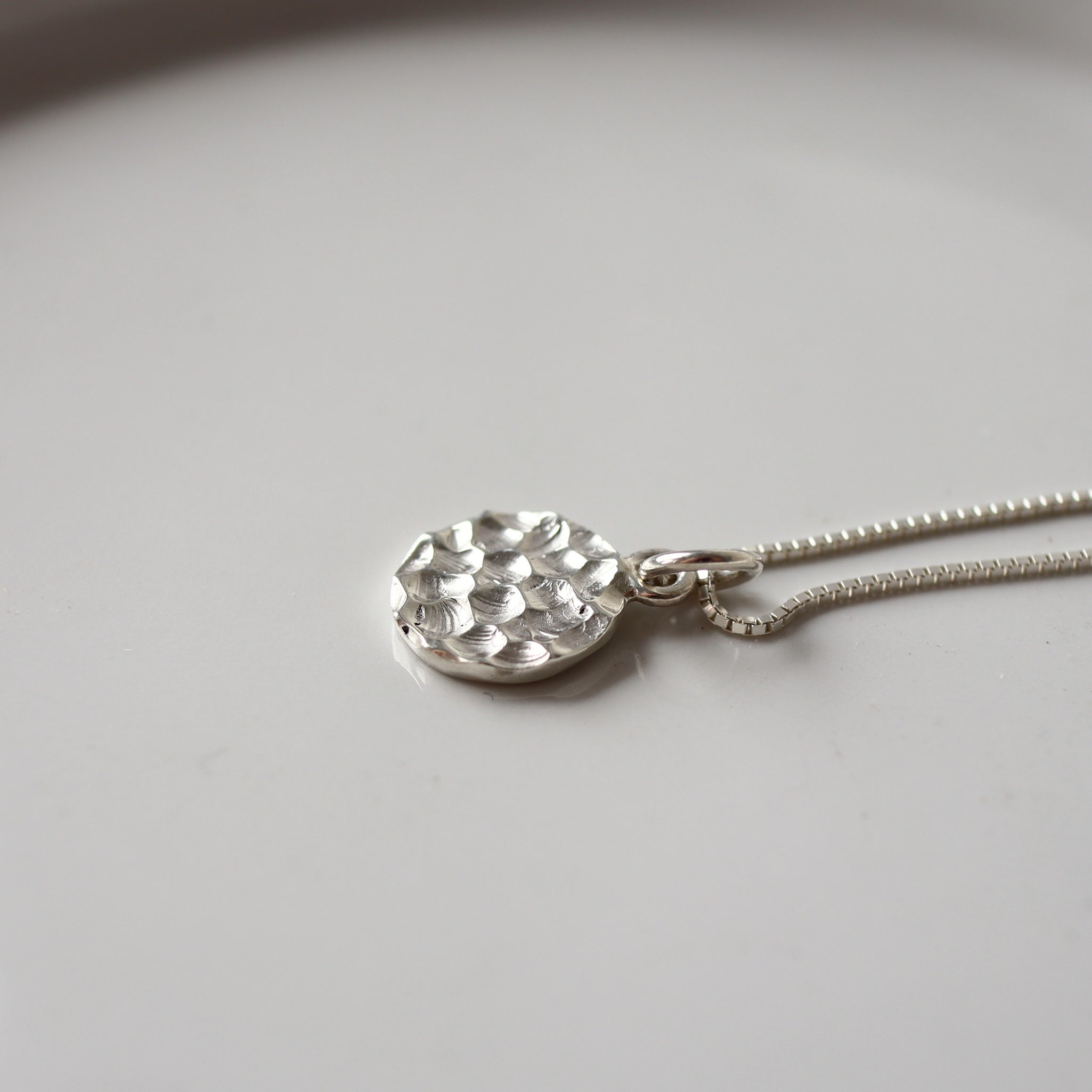 Translations. Textured Sterling Silver Necklace (round)