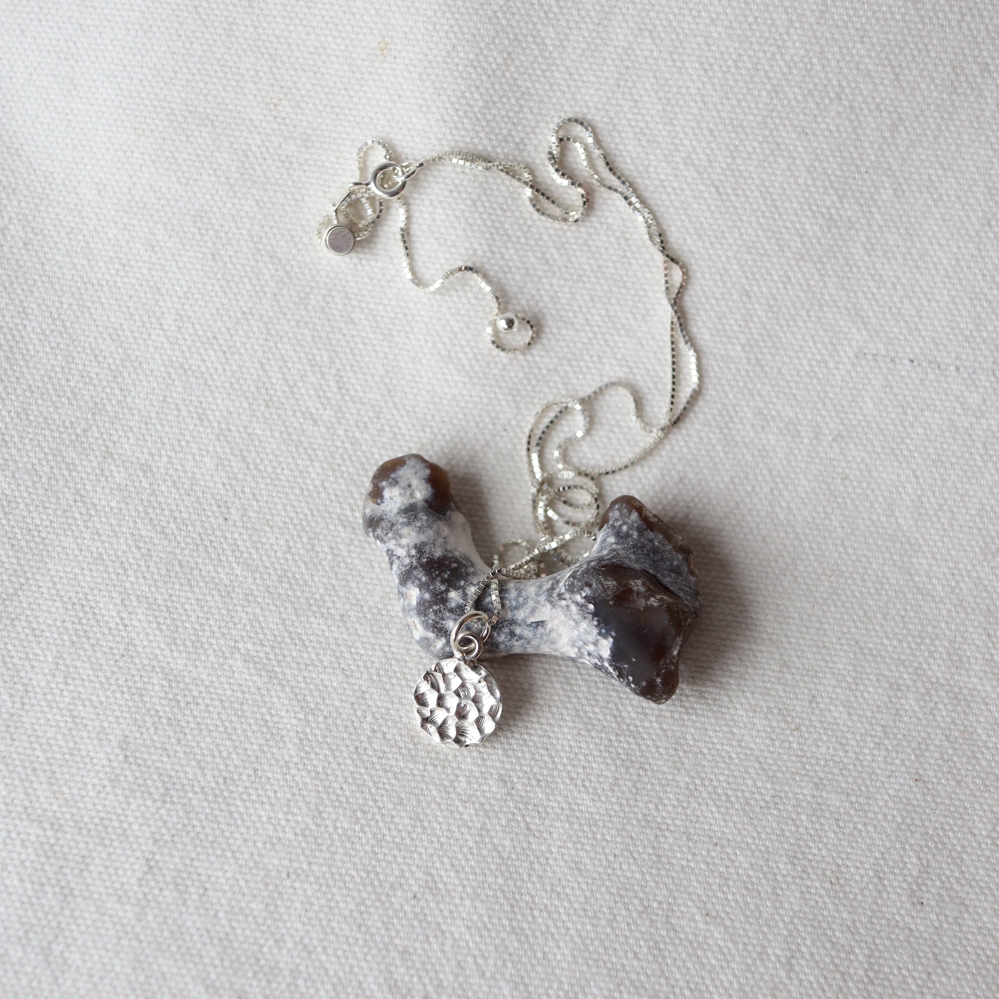 Translations. Textured Sterling Silver Necklace (round)