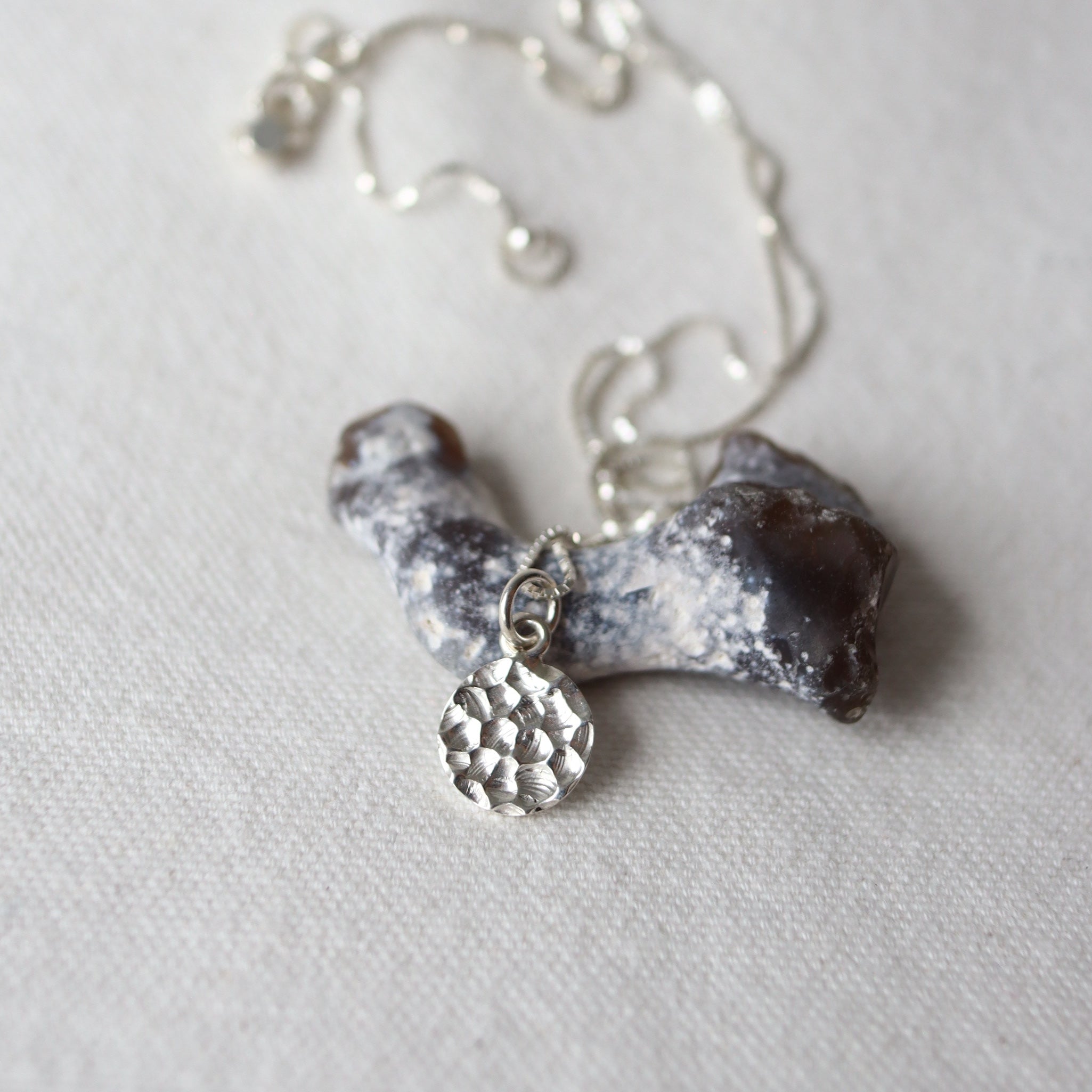 Translations. Textured Sterling Silver Necklace (round)