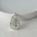 Load and play video in Gallery viewer, Dawn Collection. Silver Teardrop Necklace with Lichen
