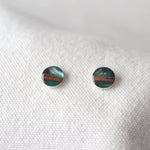 Load image into Gallery viewer, birch bark studs with sterling silver cups and blue resin by Wild Blue Yonder
