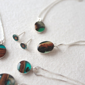 Silver and Reclaimed Wood Necklace with Bark | Wood Jewellery | Handmade by Wild Blue Yonder Jewelry