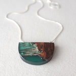 Load image into Gallery viewer, Birch bark pendant with blue resin and silver chain by Wild Blue Yonder
