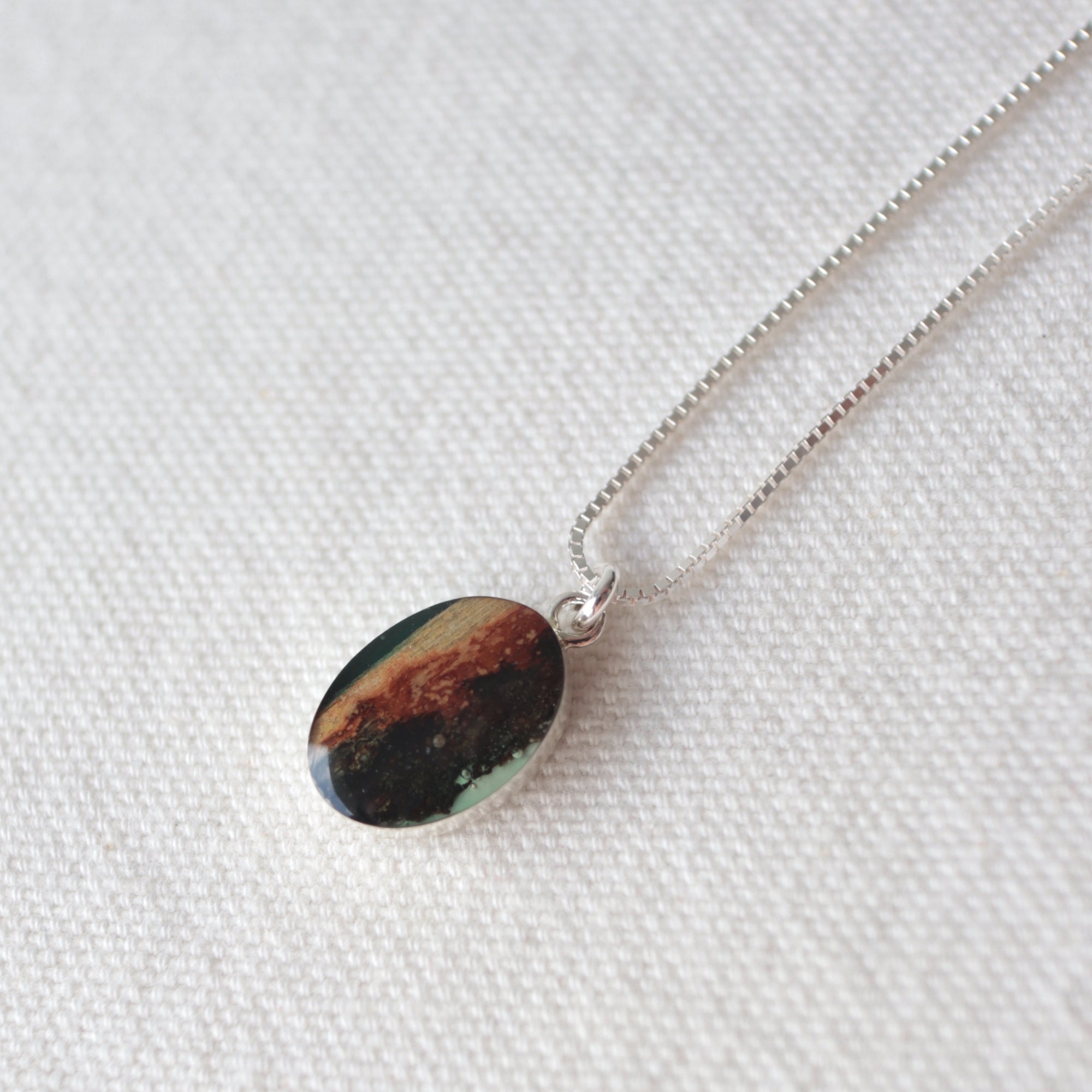 Silver and Reclaimed Wood Necklace with Bark | Wood Jewellery | Handmade by Wild Blue Yonder Jewelry