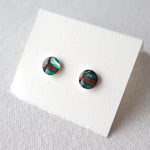 Load image into Gallery viewer, birch bark studs with sterling silver cups and blue resin by Wild Blue Yonder
