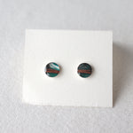 Load image into Gallery viewer, birch bark studs with sterling silver cups and blue resin by Wild Blue Yonder
