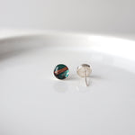 Load image into Gallery viewer, birch bark studs with sterling silver cups and blue resin by Wild Blue Yonder
