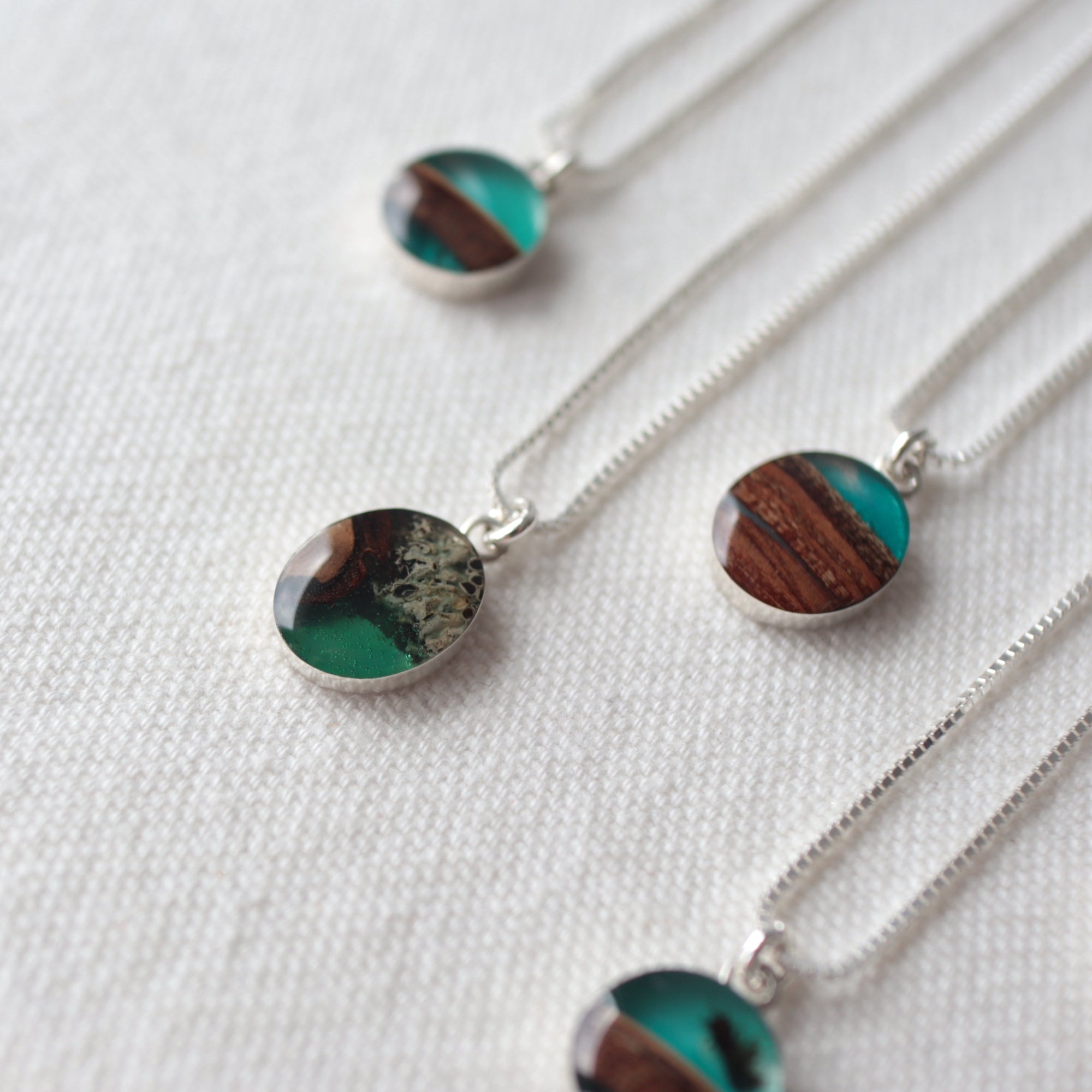 Silver and Reclaimed Wood Necklace with Bark | Wood Jewellery | Handmade by Wild Blue Yonder Jewelry