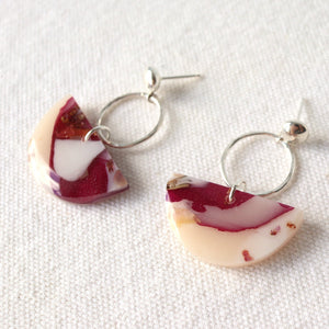 Florals. Colourful Drop Earrings on Sterling Silver Studs
