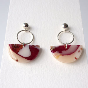 Florals. Colourful Drop Earrings on Sterling Silver Studs