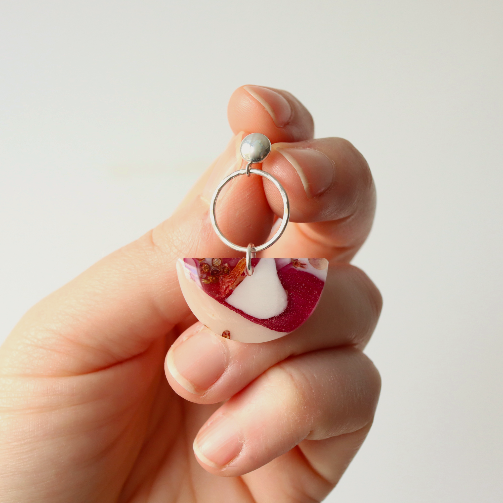 Floral Colourful Drop Earrings on Sterling Silver Studs