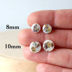 Load image into Gallery viewer, Violet flower petal earring studs by Wild Blue Yonder
