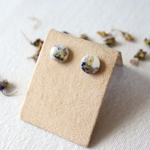 Load image into Gallery viewer, Violet flower petal earring studs by Wild Blue Yonder
