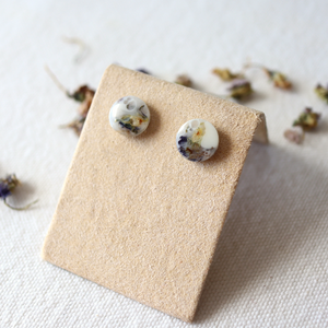 Violet flower petal earring studs by Wild Blue Yonder