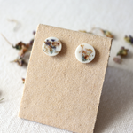 Load image into Gallery viewer, Violet flower petal earring studs by Wild Blue Yonder
