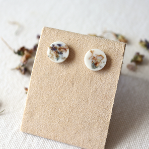 Violet flower petal earring studs by Wild Blue Yonder