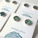Load image into Gallery viewer, Encased Birch Bark Studs on Sterling Silver
