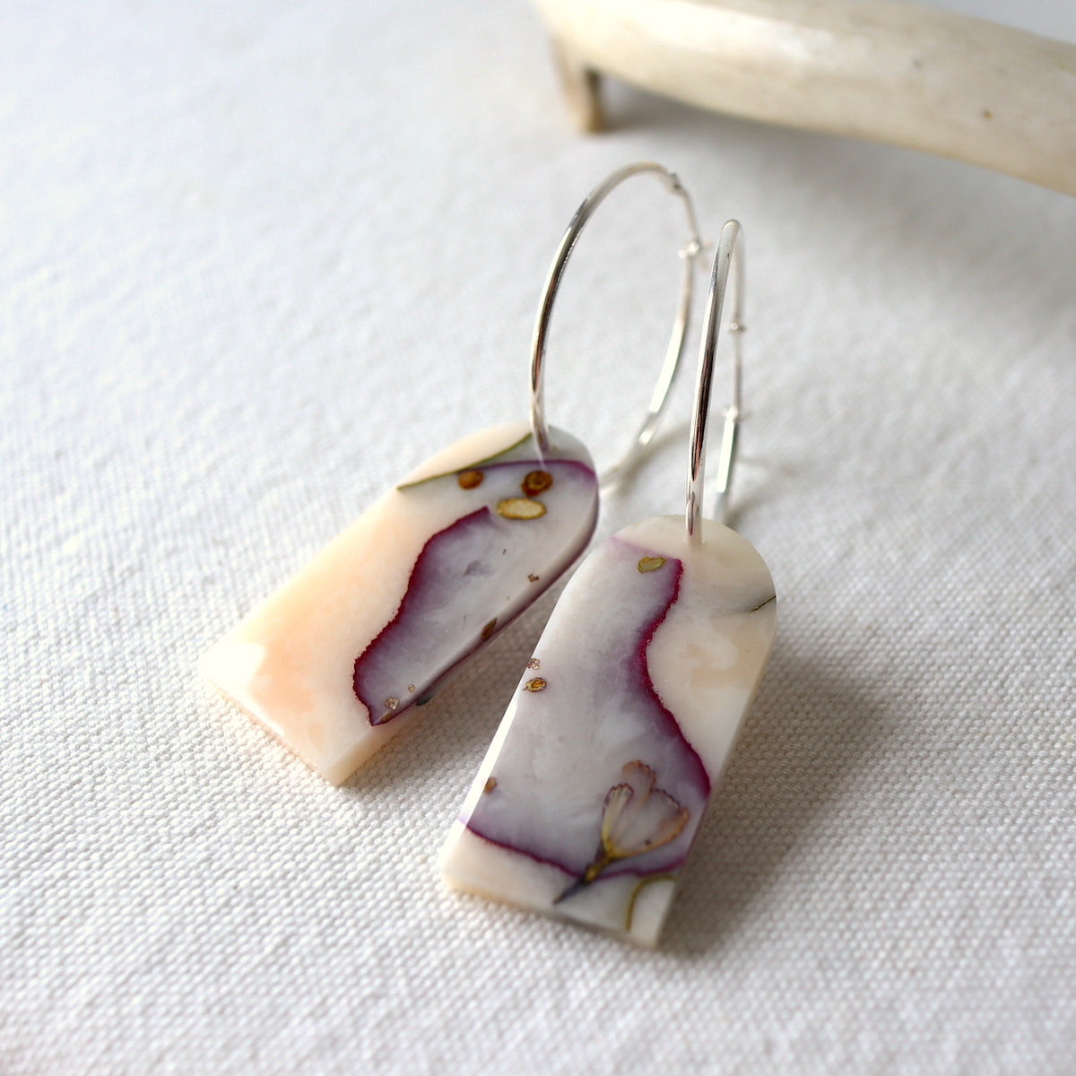 Florals. Hoop Earrings with Peony Petals (33mm)