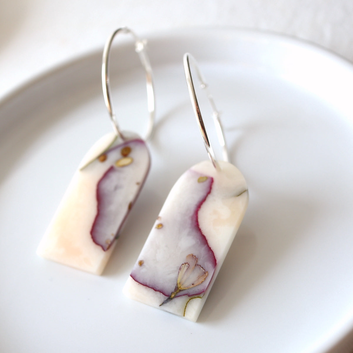 Florals. Hoop Earrings with Peony Petals (33mm)