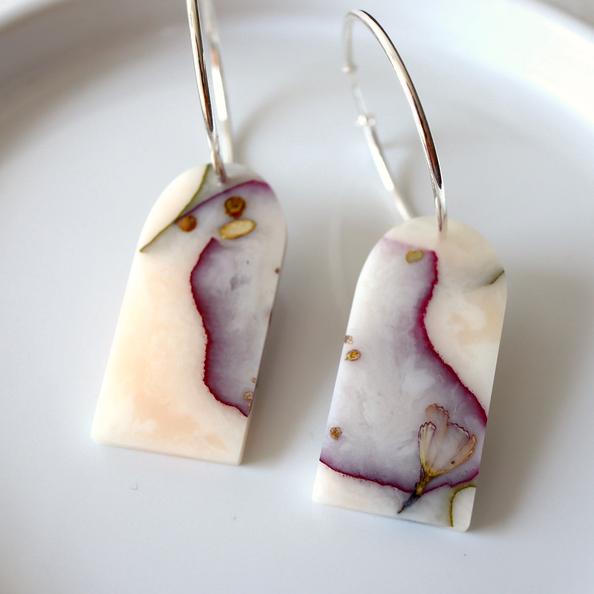 Florals. Hoop Earrings with Peony Petals (33mm)