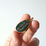 Load image into Gallery viewer, Encased Teardrop Necklace with Moss - Gold
