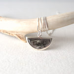 Load image into Gallery viewer, Dawn Collection. Silver Half-moon Necklace with Lichen
