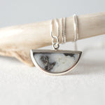 Load image into Gallery viewer, Dawn Collection. Silver Half-moon Necklace with Lichen
