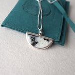 Load image into Gallery viewer, Dawn Collection. Silver Half-moon Necklace with Lichen
