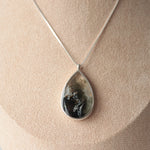 Load image into Gallery viewer, Dawn Collection. Silver Teardrop Necklace with Lichen
