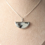 Load image into Gallery viewer, Dawn Collection. Silver Half-moon Necklace with Lichen
