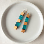 Load image into Gallery viewer, Dangle Earrings. Reclaimed Cedar and Turquoise Resin

