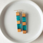 Load image into Gallery viewer, Dangle Earrings. Reclaimed Cedar and Turquoise Resin
